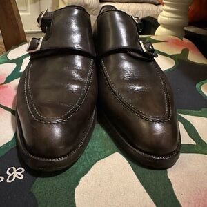 Saks Fith Avenue monk strep leather shoes